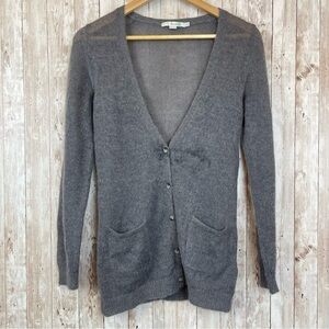 Boden Mohair Wool Blend Long Sleeve Grey Button Front Cardigan Size 4 Women